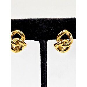 Vintage Christian Dior “Love Knot” Clip On Earrings Gold Plated Signed
